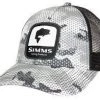 Simms Apparel Bass Patch Trucker Hex Flo Camo Steel